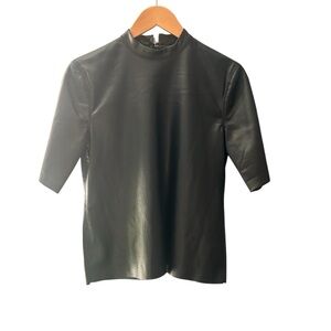 Nanushka Black Vegan Leather Blouse Size Small
